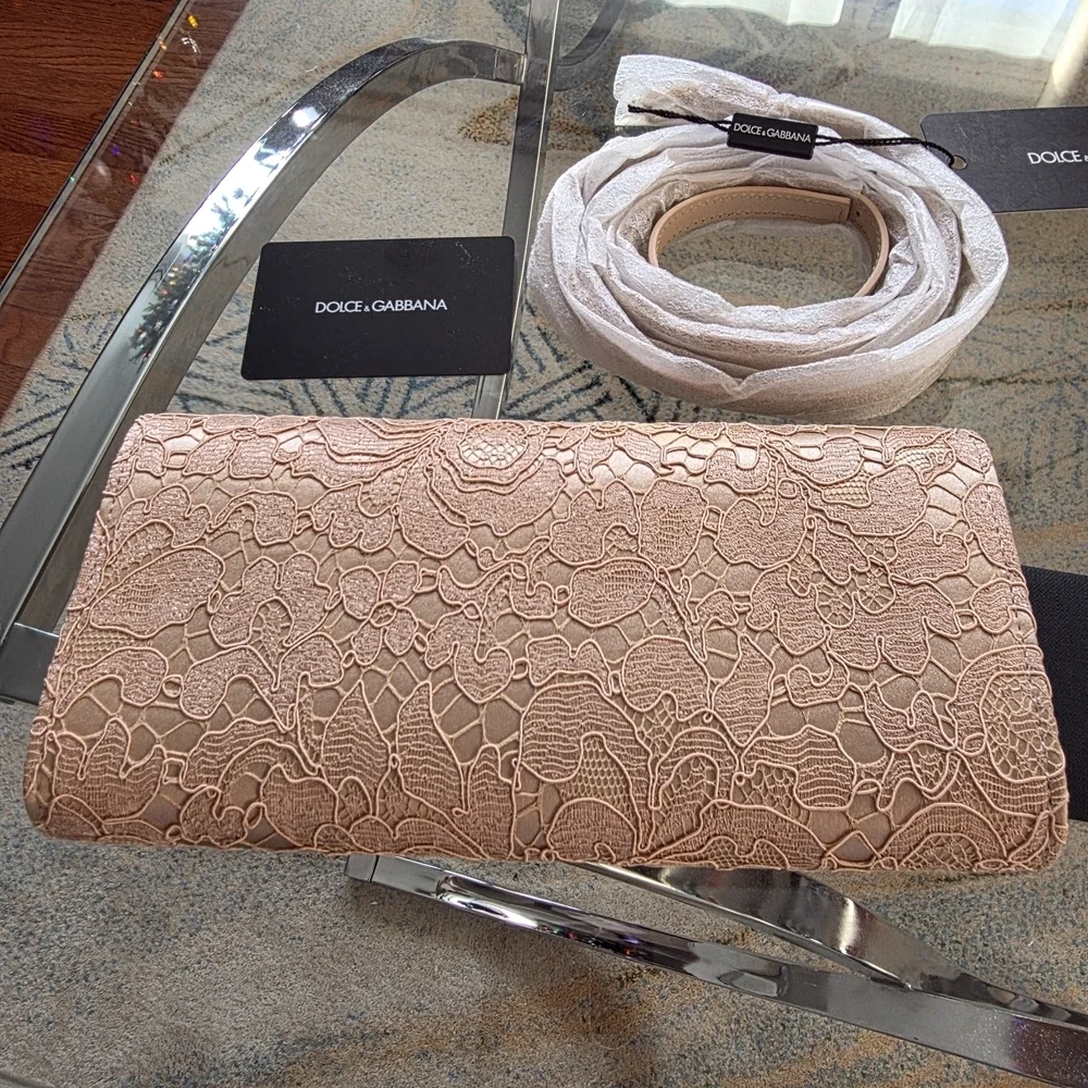 Dolce & Gabbana Pink Lace Crossbody Bag